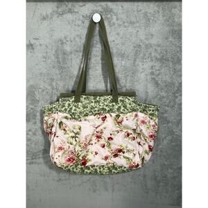 VTG Quilted Floral Tote Bag Cottagecore Craft Bag Diaper Bag Grannycore